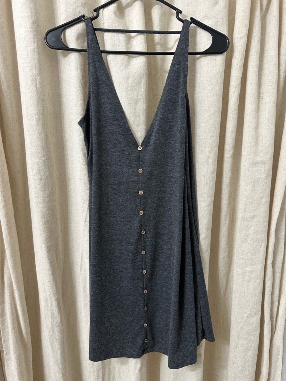 Angie Charcoal Gray Button-Front Mini Dress